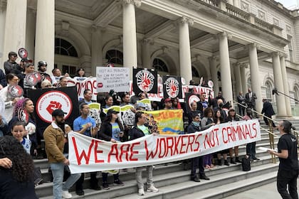 Una protesta de los trabajadores de apps contra la medida