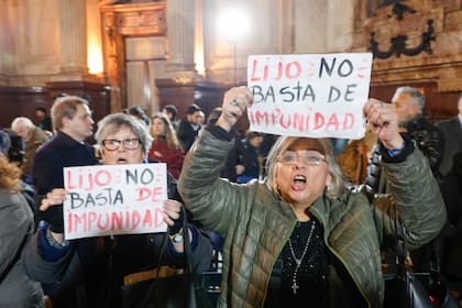 Una protesta en el Senado en rechazo al pliego de Lijo