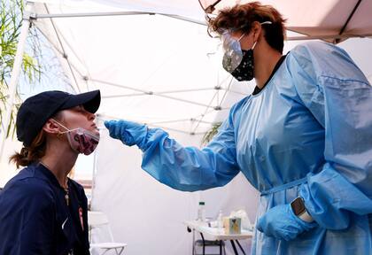 Una prueba de coronavirus en Los Angeles, California. Mario Tama/Getty Images/AFP
