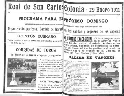 Una publicidad del Real de San Carlos, en Colonia. 1911.