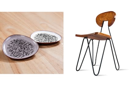 Una rara imagen de vajilla Colbo con una trama inédita en la vida de su creadora, Colette Boccara, y la silla 'W', del arquitecto César Janello.