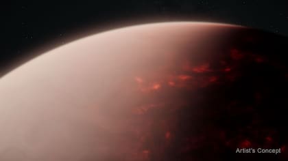 Una recreación de la NASA sobre cómo se podría ver la atmósfera sobre el océano de magma en el exoplaneta TOI-561 b