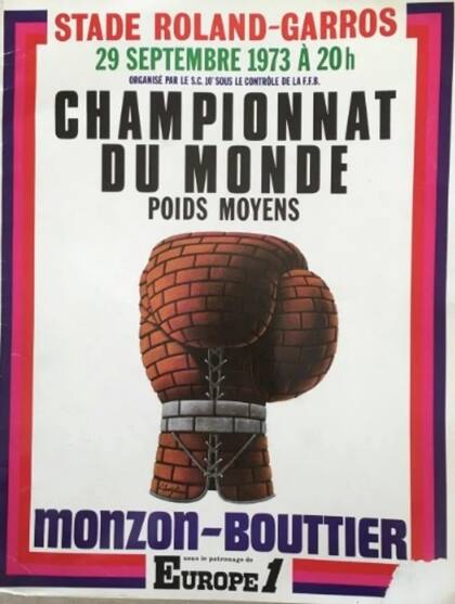 Una reliquia: el afiche de la pelea Monzón-Bouttier en Roland Garros