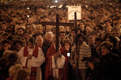 El Vía Crucis, en la Plaza de Mayo