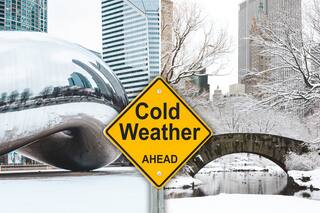 El mapa con la ola de frío ártico y cómo continúan las temperaturas en Nueva York y Chicago