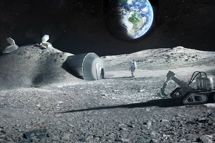 Una simulación de cómo podría verse una base lunar según la agencia espacial europea