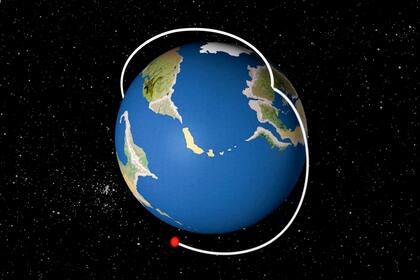 Una simulación por computadora muestra el nuevo misil balístico intercontinental Sarmat volando sobre el globo