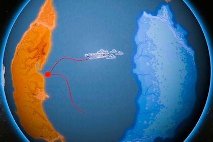 Una simulación por computadora muestra un dron subacuático de propulsión nuclear en dirección al objetivo