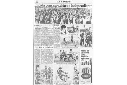 Una tapa de LA NACION tras la consagración de Independiente