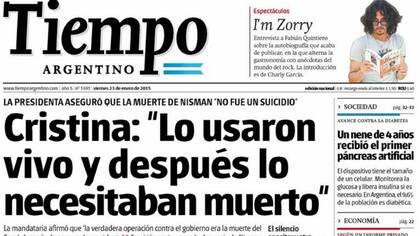 Una tapa del diario Tiempo Argentino