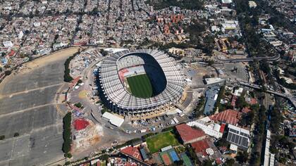 Una toma aérea del estadio, que se prepara para el amistoso que jugará México ante Portugal el próximo 28 de marzo y para los cinco partidos de la Copa del Mundo