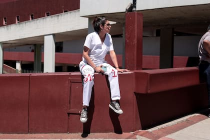 Una trabajadora de la salud del Garrahan, esta mañana