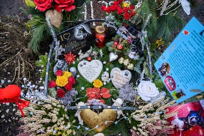 Una tumba muy decorada de una mascota