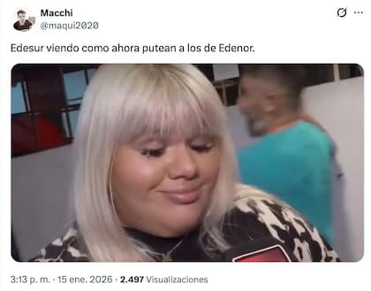 Una twittera representó la supuesta tranquilidad de una distribuidora frente a los reclamos contra su competidora (X, @maqui2020)