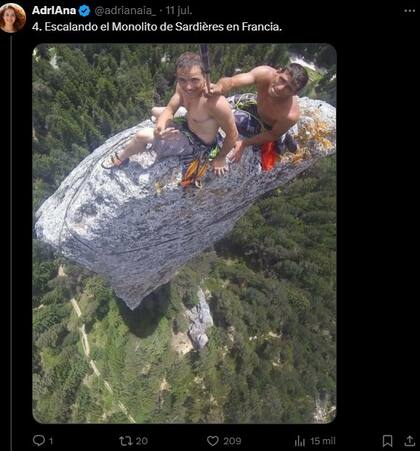 Una usuaria de X recopiló la aventura de escaladores por el mundo