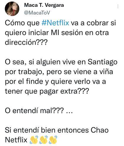 Una usuaria que utiliza su cuenta de Netflix en otros lugares también hizo un duro reclamo
