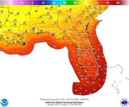 Una vaguada de onda corta sobre Texas impulsará un frente frío a través de Florida hacía el domingo