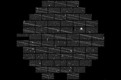 Una veintena de satélites Starlink fotografiados en noviembre de 2019 en el Observatorio Interamericano Cerro Tololo (CTIO) por los astrónomos Clara Martínez-Vázquez y Cliff Johnson