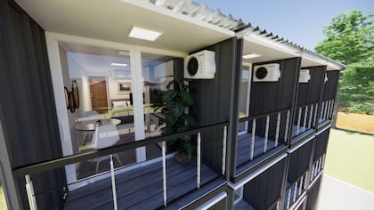 Una vez completados, los departamentos se transportan en camión y se ensamblan en el lugar, colocándolos uno al lado del otro.