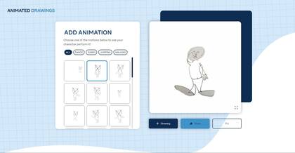 Una vez que el sistema reconoció la figura, será posible elegir múltiples animaciones y exportarlas