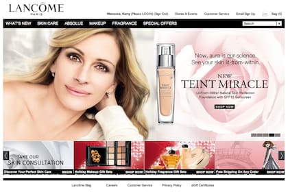 Una vieja captura de pantalla de la campaña publicitaria de la crema de Lancôme con Julia Roberts, que debió ser retirada ante la exigencia del organismo regulador de Reino Unido