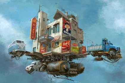 Una viñeta del Universo Chatarra creado por Alejandro Burdisio