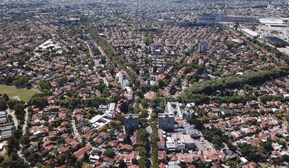 Una vista aérea de Ciudad Jardín en la que se puede apreciar las calles circulares, las diagonales y los techos de tejas, una característica del barrio