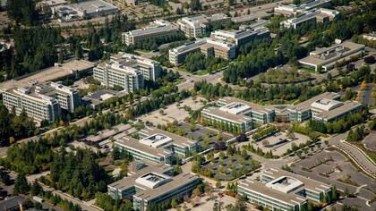 Una vista aérea del campus de Microsoft