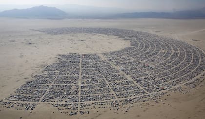 Una vista aérea del Festival Burning Man