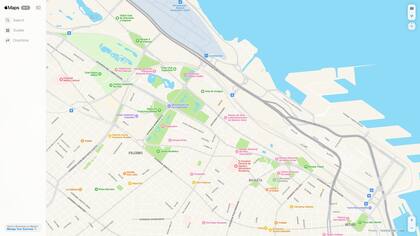 Una vista de Buenos Aires con la versión web de Apple Maps