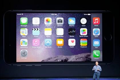 Una vista de iOS 8 durante el lanzamiento del iPhone 6