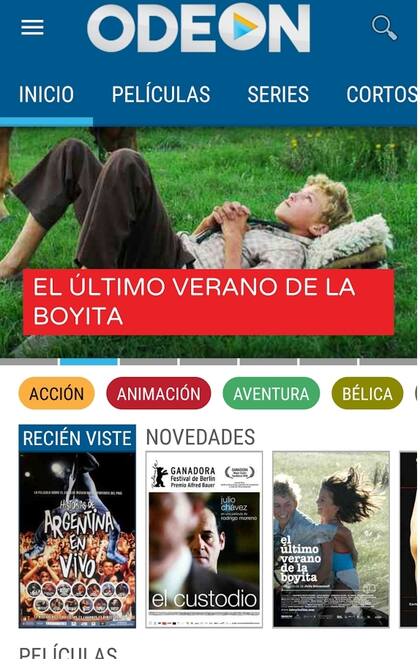 Una vista de la aplicaicón en Android