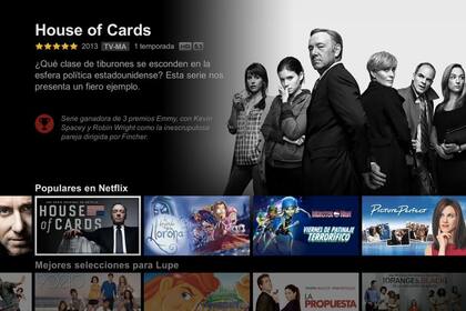 Una vista de la nueva interfaz de Netflix para pantallas de TV