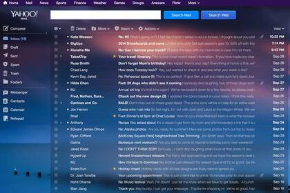 Una vista de la nueva interfaz de Yahoo! Mail