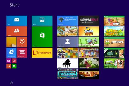Una vista de la pantalla de inicio de Windows 8.1