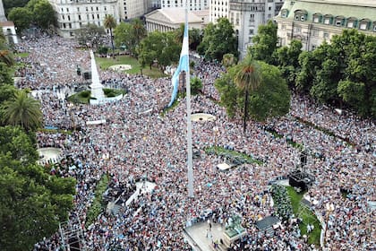 Una vista de la Plaza de Mayo durante el acto