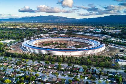 Una vista de la sede central de Apple