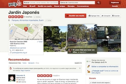 Una vista de la versión local de Yelp