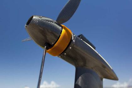 Un detalle de la turbina generadora de energía eólica de Makani, una empresa adquirida por Google X