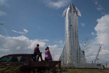 Una vista de Mk1, el primer prototipo de la nave espacial Starship de SpaceX