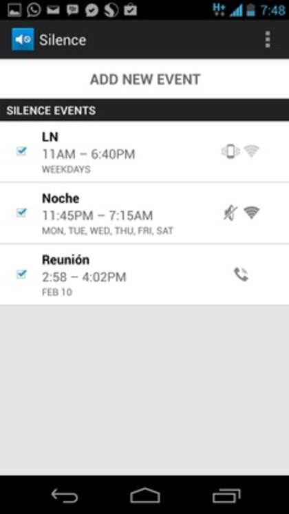 Una vista de Silence, para Android