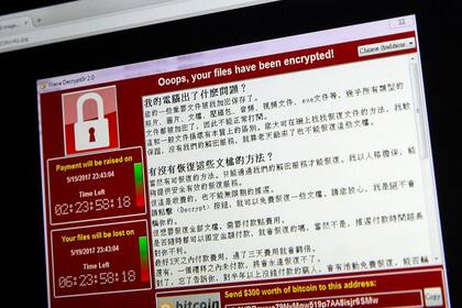 Una vista del cartel que solicita el rescate por los archivos encriptados por WannaCry, el ransomware que afectó a millones de computadoras en todo el mundo