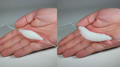 Una vista del músculo artificial creado con una impresora 3D en la Universidad de Columbia para el desarrollo de robots blandos