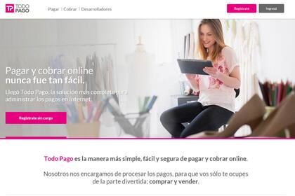 Una vista del sitio Todo Pago, tras el anuncio oficial de Prisma, la compañía detrás de Visa y Banelco