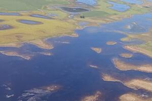Una vista general de las inundaciones en 9 de Julio