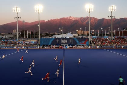 Una vista general durante el partido por la Medalla de Oro de Hockey Masculino entre el equipo de Argentina y el equipo de Chile en el Parque Deportivo del Estadio Nacional, el 3 de noviembre de 2023.