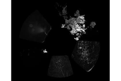 Una vista panorámica del cometa 67P según el sistema CIVA del robot Philae