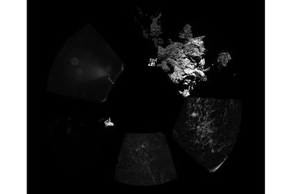 Una vista panorámica del cometa 67P según el sistema CIVA del robot Philae