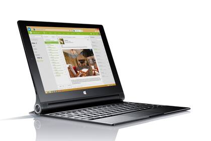 Una Yoga Tablet 2; el teclado funciona de tapa; se vende con Android o Windows