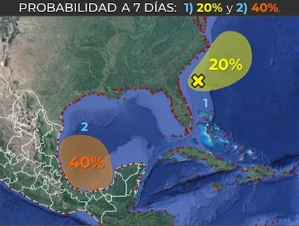 Una zona de baja presión se ubica en el suroeste del Golfo de México, con una probabilidad del 40% de desarrollo ciclónico